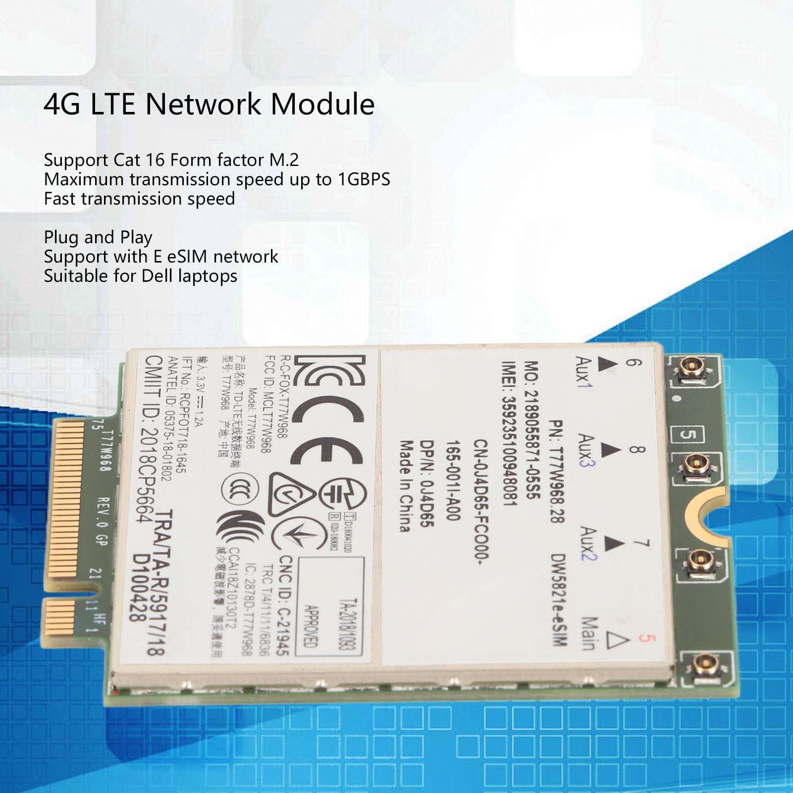 Scheda Di Rete Modulo 4G LTE, Scheda Di Rete Wireless Sostitutiva T77W968 SupportA Fattore Di Forma Cat 16 M.2, VelociTà Di Trasmissione 1 Gbps