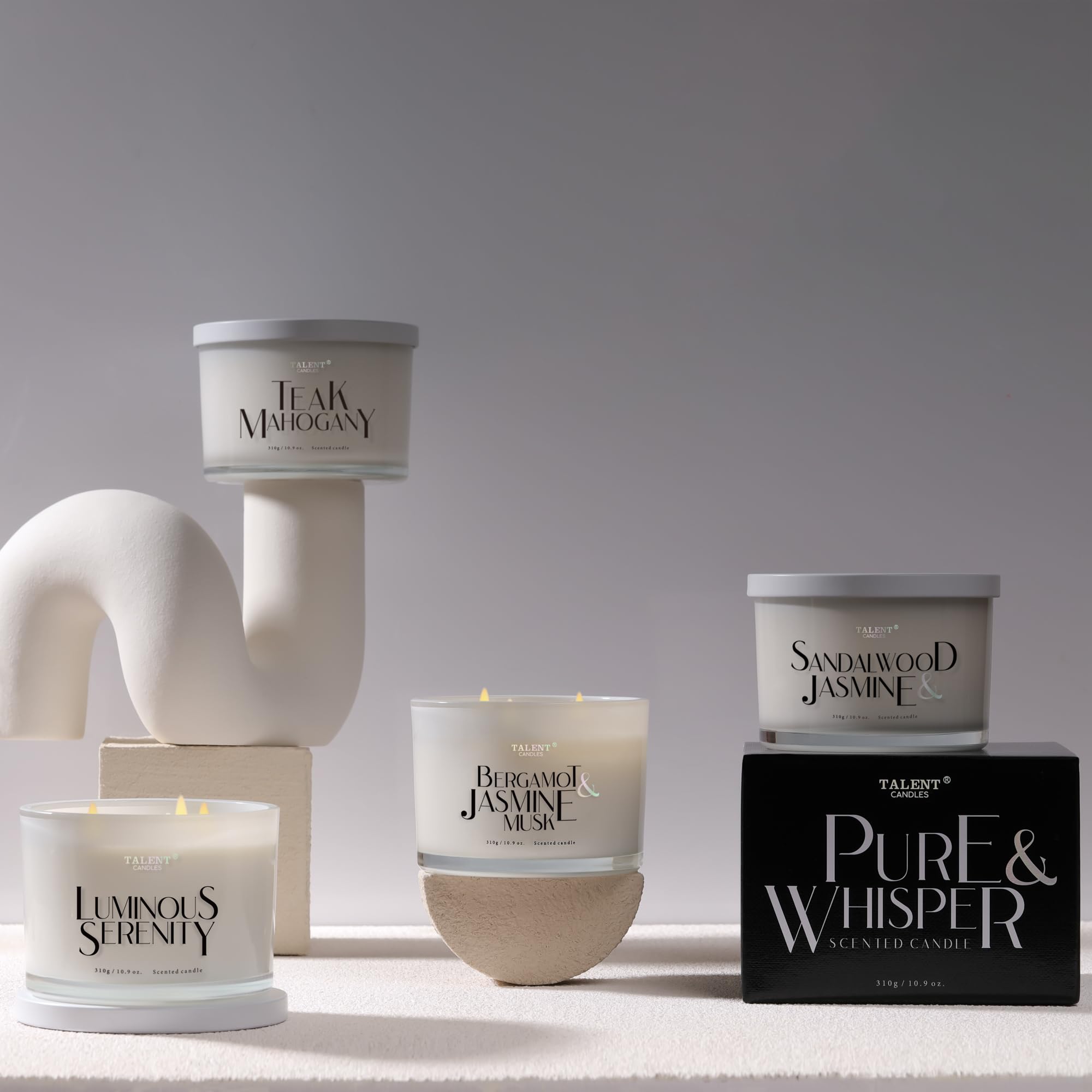 Vela perfumada, velas TALENT, cera de soja 100% natural, 3 mechas, vela perfumada regalos para mujeres y hombres, aromaterapia, vela en tarro de 10.93 oz, Sándalo y jazmín