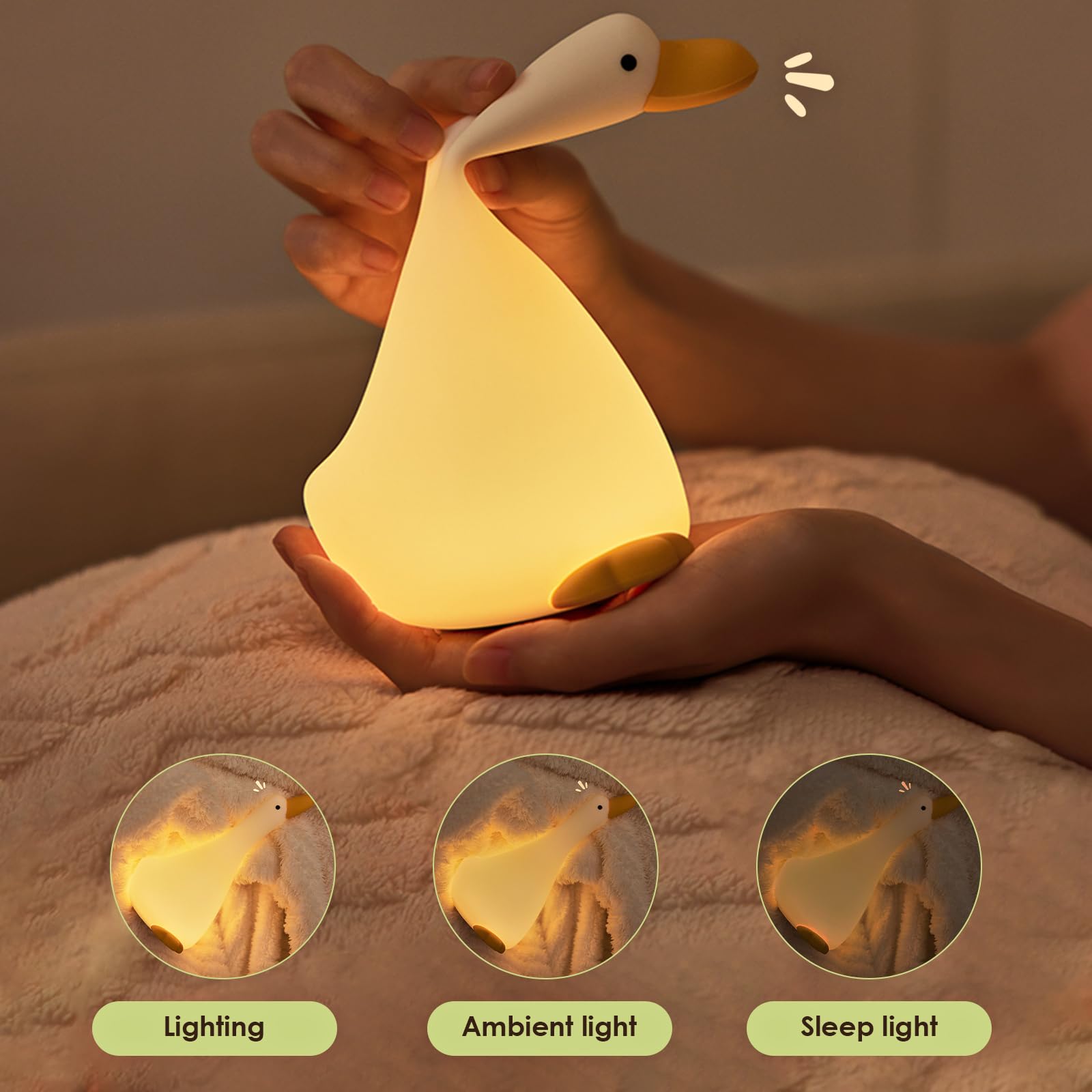 Luce Notturna Bambini LED, Lampada Anatra Bambini Carina, Luce Notturna per Allattamento con Timer e Decorazione della Stanza