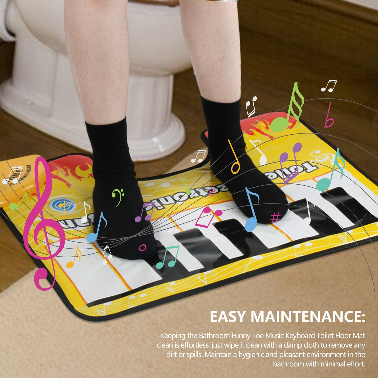 Alfombrilla de Piano para baño, Alfombrilla de Piano para Inodoro,Alfombrilla para Teclado de Piano de Suelo - Alfombra con Sonido de Piano para IR al baño, Alfombra de Piano para IR