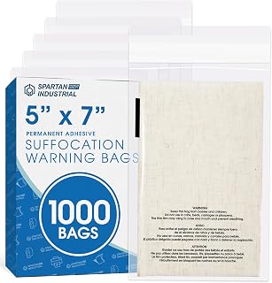 5” X 7” (1000 Count) Self Seal Clear Poly Bags with Suffocation Warning