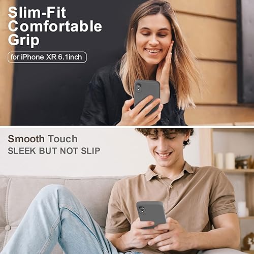 Miniatura 2 de Vooii Funda compatible con iPhone XR, silicona líquida mejorada con bordes planos, protección de cámara, forro de microfibra antiarañazos suave,