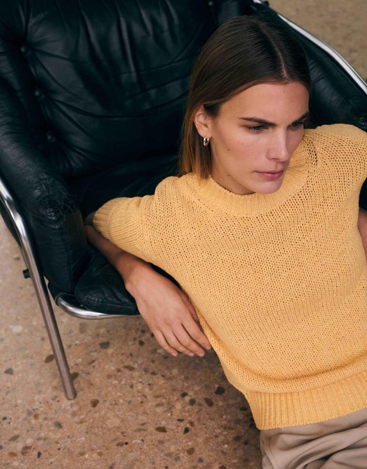 someday Damen Pullover | Kurzarmpullover TAVERY Loose aus weichem Bändchengarn