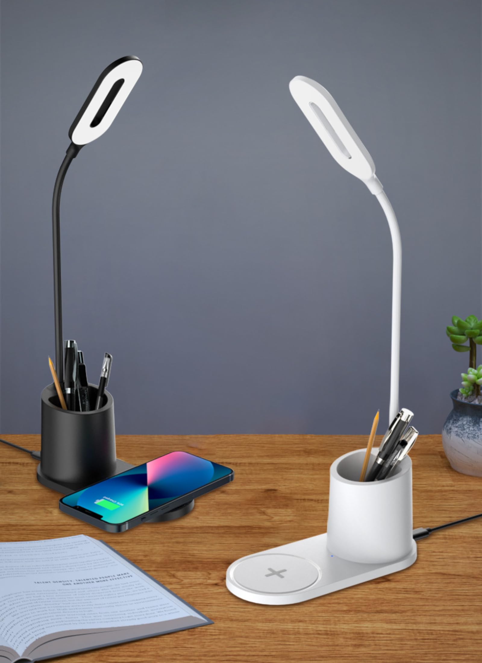 LED Desk Lamp with Touch Control, Work from Home Essential, Efficient 15W-5W Wireless Charger - Image 2