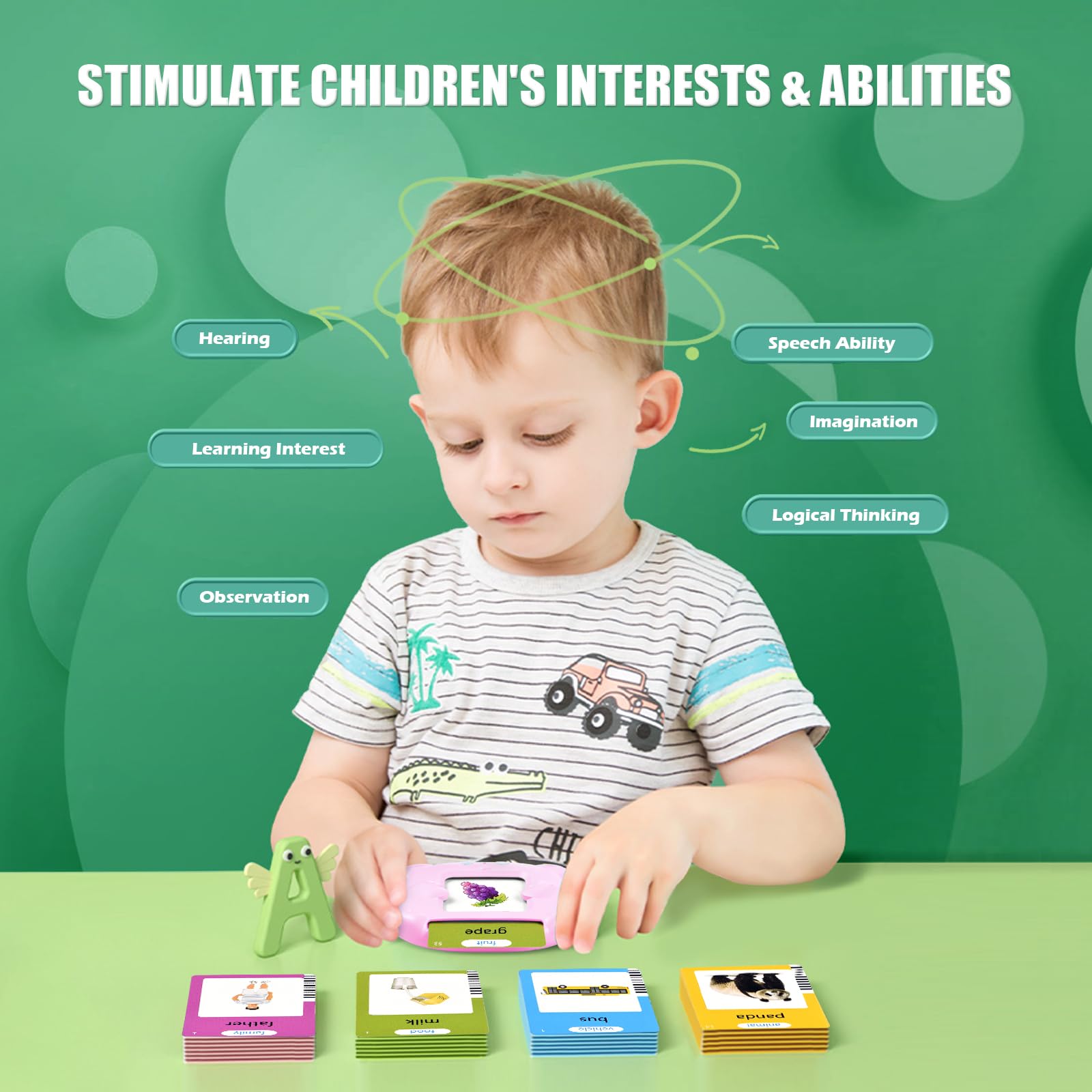 Talking Flash Cards for Toddler Toys for 2 3 4 5 6 Year Old Baby Boys Preschool Learning Resources Educational Montessori Sensory Toys for Autism with 510 Words Interactive Gifts For Kids Age 2-6 - Image 3