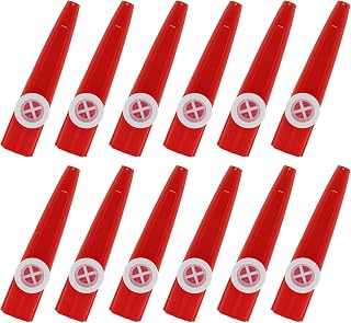 12 Pcs Plastic Kazoos, Kazoo Musical, Good Companion for Guitar Violin Piano Keyboard Ukulele, Gift for Party Favors. (Red)