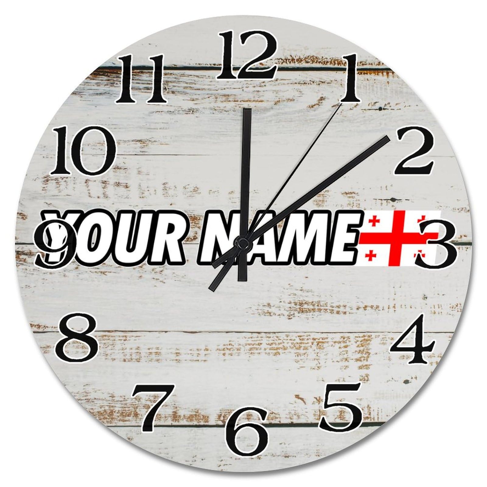 Horloge murale drapeau Géorgie avec prénom pour sublimer la décoration de votre cuisine familiale