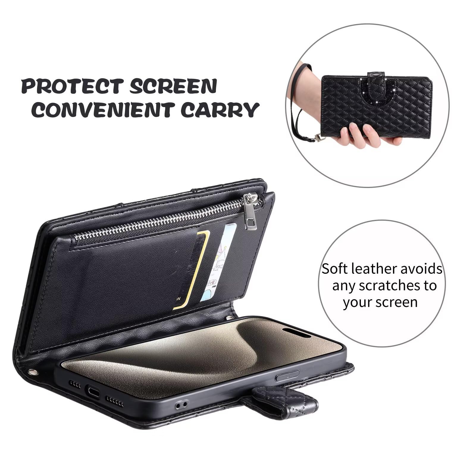 Fertuo Cover Portafoglio In Pelle Per Realme 9i / OPPO A76 / A36 / A96 4G - Custodia A Libro Con Porta Carte E Chiusura Magnetica, Nero