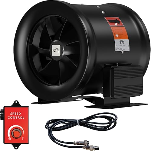 Ventilador de conducto en línea de 12 pulgadas con controlador de velocidad, ventilador de ventilación de motor EC para calefacción, refuerzo de