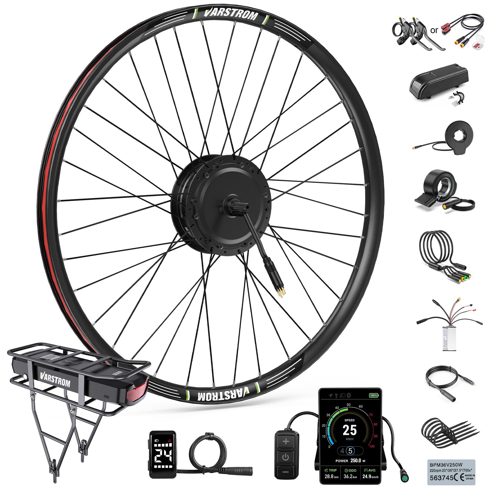 BAFANG 48V Kit Conversione Bici Elettrica G020 Motore Anteriore 20 26 29 | Kit Conversione E-Bike 28 Motore con Batteria e Display Opzionali - Motore Brushless per Bici City MTB con Dropout 97-103mm