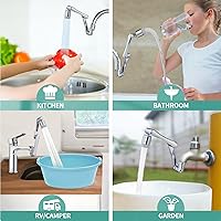 Vista 6 de CECEFIN Extensor de Llave Giratorio de 1080° de Extensión Doble - Aireador de Llave Robótico de Brazo Largo Giratorio para Fregadero de Baño