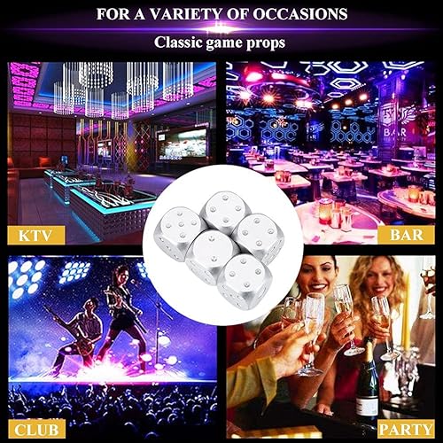 Miniatura 6 de VGEBY Juego de dados de metal de 6 caras, 5 piezas de aleación de aluminio DND juego de dados con caja de almacenamiento juego de mesa, juegos de