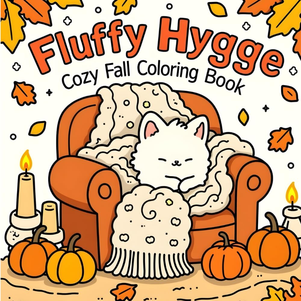 Fluffy Hygge: Cozy Fall Coloring Book: Entspannendes Herbst-Malbuch für Erwachsene & Teens – Blätter, Kerzen & Kuschelmomente