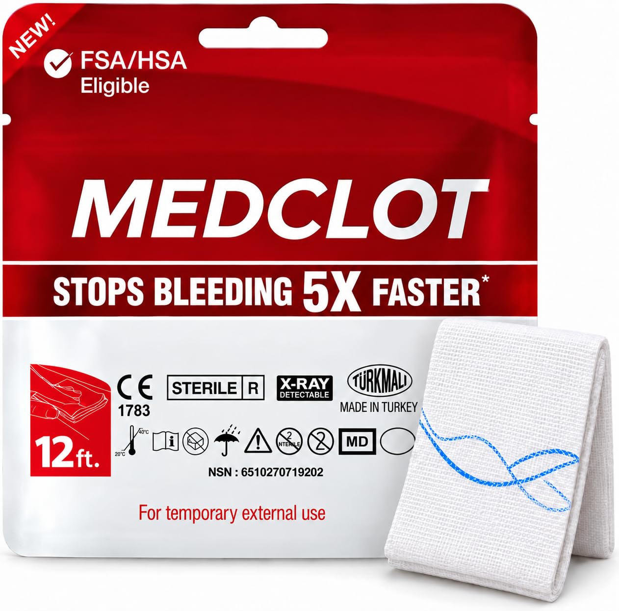 Hemostatic Gauze Bleed Stop Kaolin Blood Clotting Bandage 3inx2ft — Amazon image 8