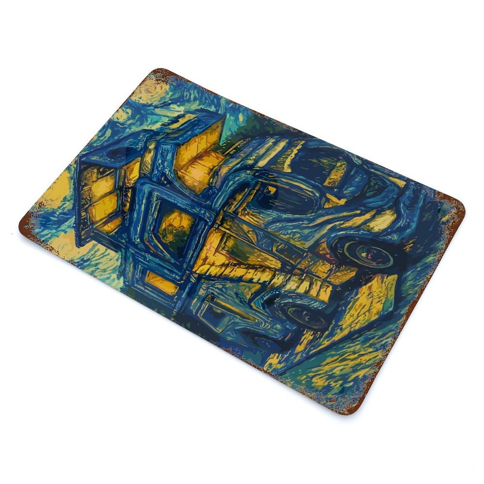 Starry Night RV Vintage Wall Sign 11.8"x7.9", Rust Effect Metal Decor for Basement, Hobby Room And Garage Decor