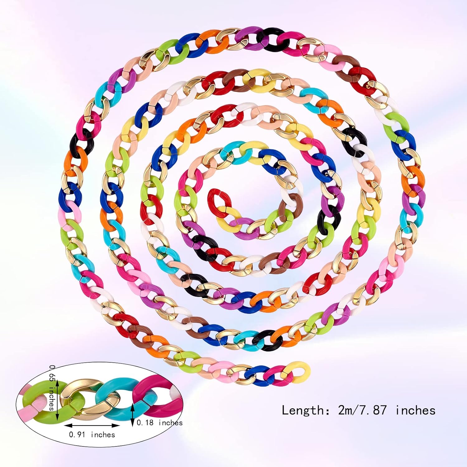 1 Strand 6.56 Feet Acrylic Curb Chains Colorful Handmade Acrylic Chain for Purse Strap Handbag Link Chains Making - Image 2