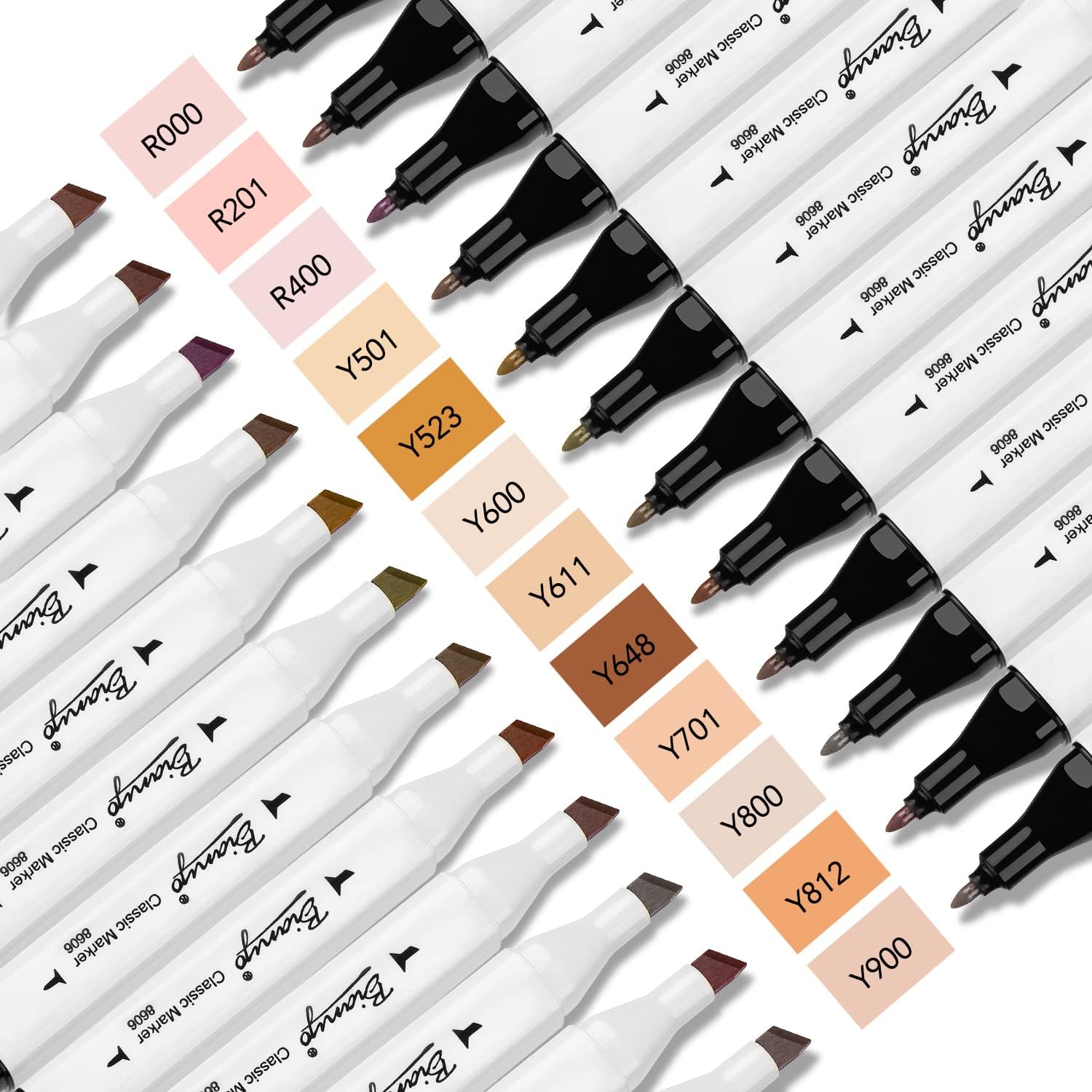 Bianyo 12 Skin Tone Alcohol Markers, Dual Tip Fine & Chisel Markers for Coloring, Portrait Drawing, Sketching, Shading & Illustration Art - Image 3