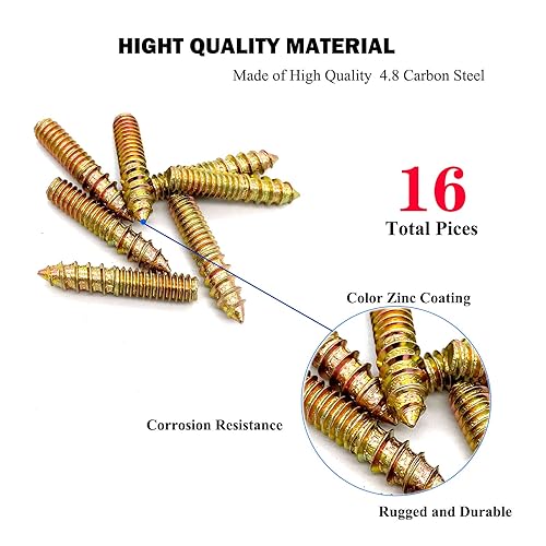 Miniatura 10 de Paquete de 20 pernos de suspensión de 14-20 x 1 pulgada, pernos de doble cabeza de 14-20 pulgadas, tornillos de clavija de madera de 14, tornillos