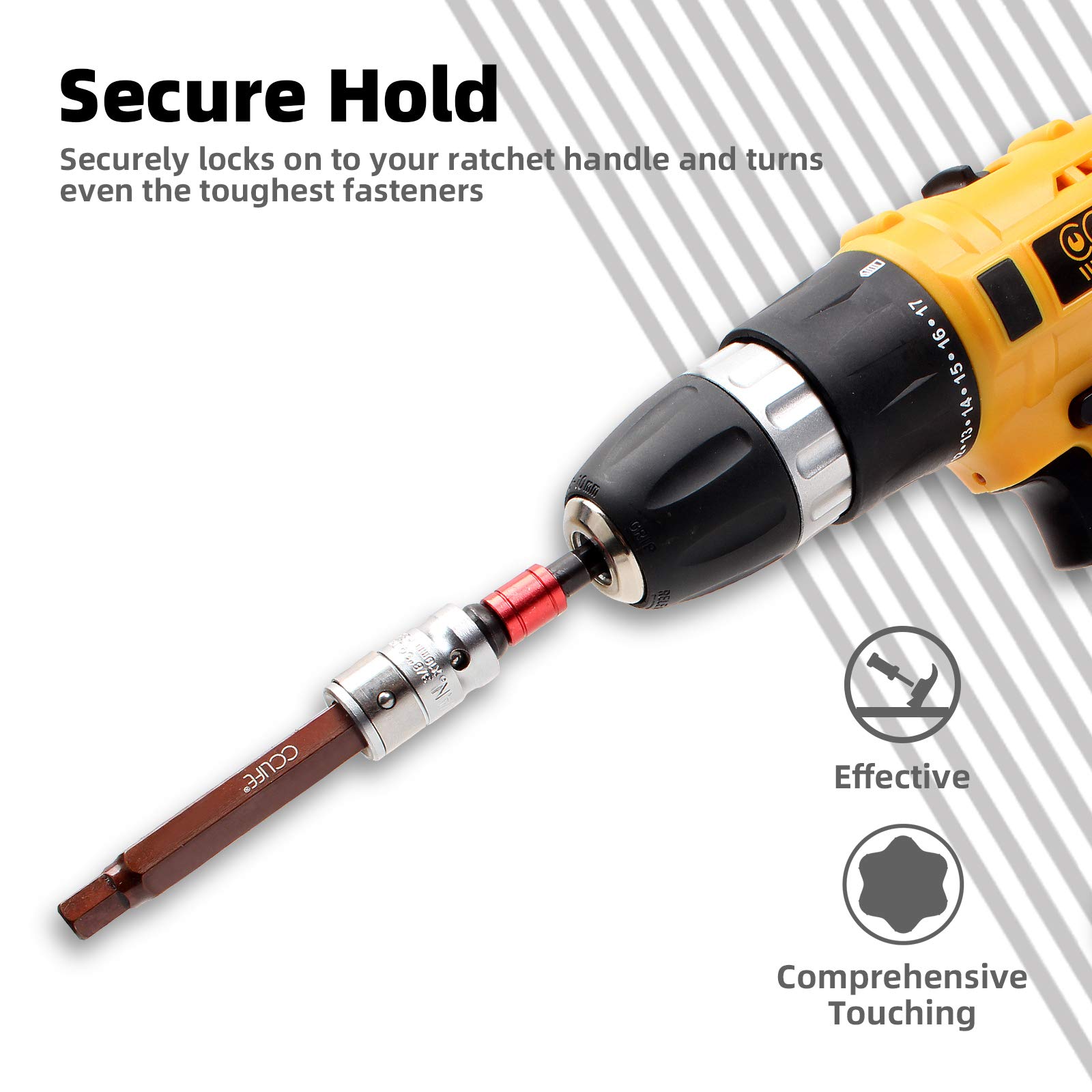 CCLIFE 54 piezas Juego de Puntas Torx XZN Llaves de Vaso Hexagonal Puntas S2 puntas T20-T55 M5-M12 H4-H12