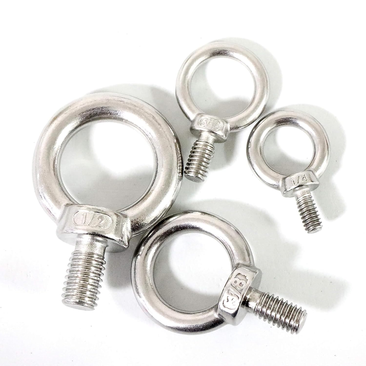 4 Packs 316 Stainless Steel 1/4" UNC Eye Bolt, Machinery Shoulder Eyebolts, Lifting Ring Threaded Eyebolt