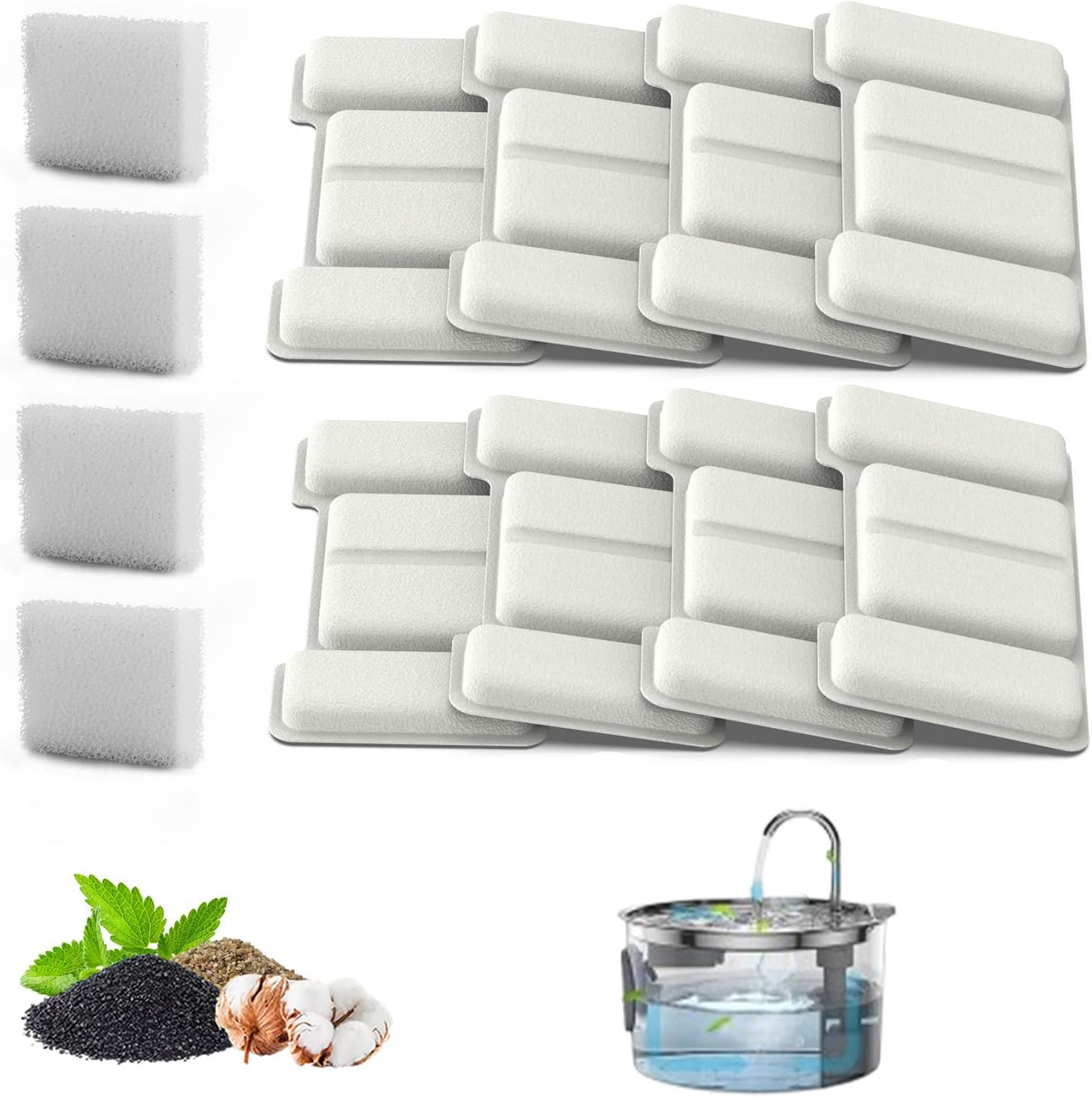 Dog Water Fountain, 3.2L/108OZ Water Fountain, Automatic Dog Water Bowl Dispenser with Replacement Filters, Dog and Cat Feeder for Small/Medium/Large Pet (1pc+2Filters)