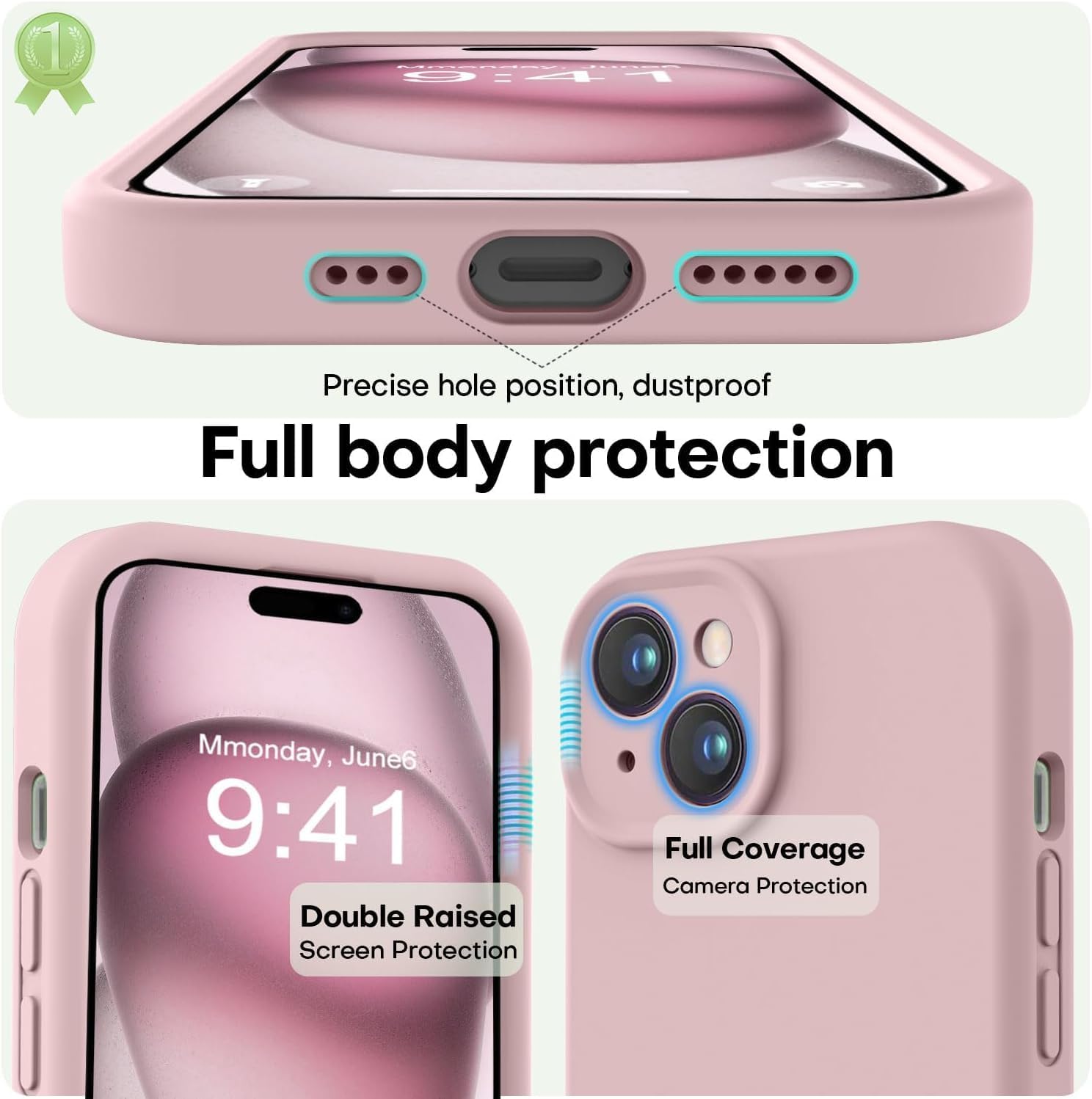 mobistyle iPhone 15 Back Cover Soft Liquid Silicone Slim Protective Shockproof with Anti-Scratch Microfiber Lining Phone Back Cover Case Compatible for iPhone 15 (Pink) 7 71M6NeR70jL. SL1498
