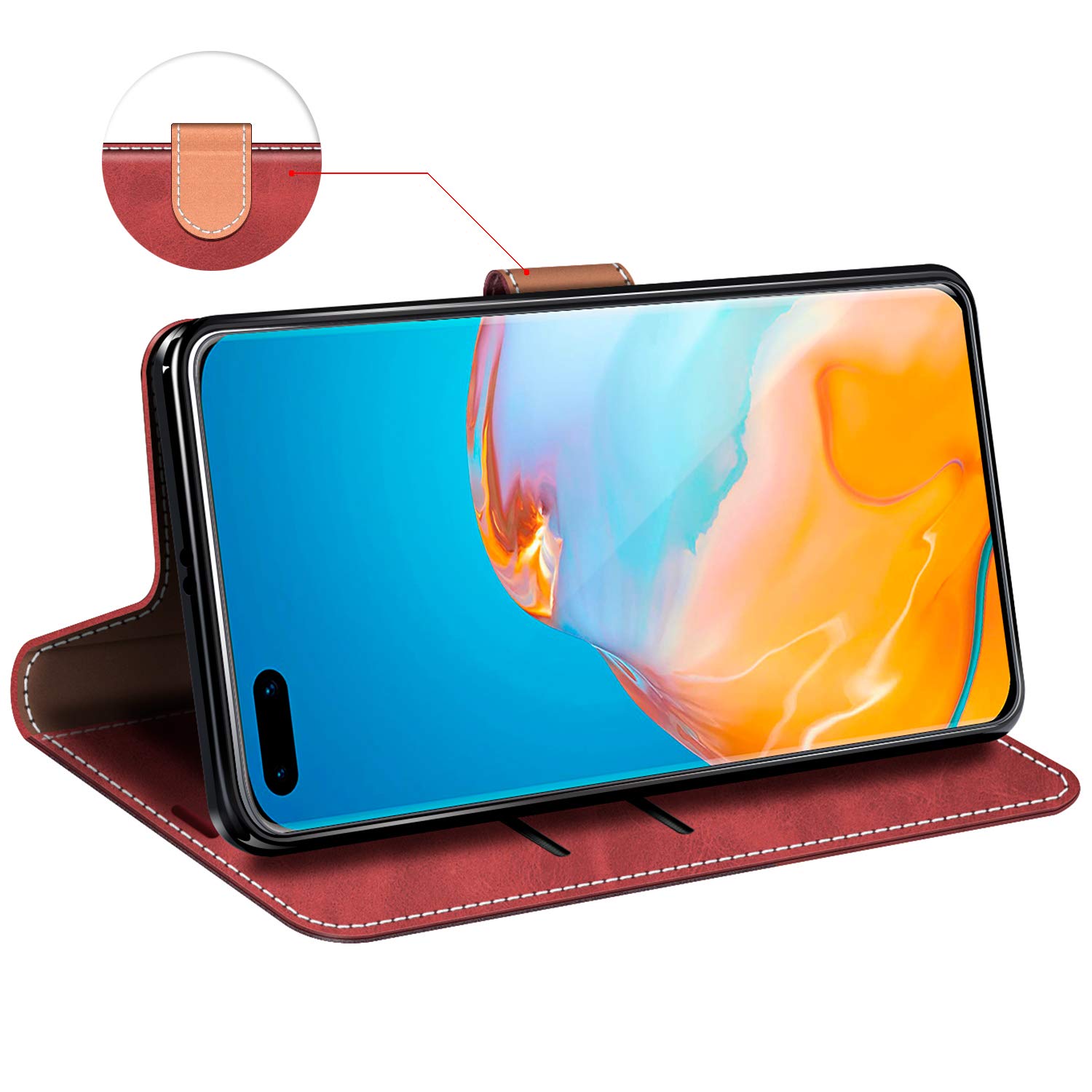 Custodia A Libro MOBESV Per Huawei P40 - Pelle Sintetica Blu Con Slot Porta Carte E Supporto Magnetico