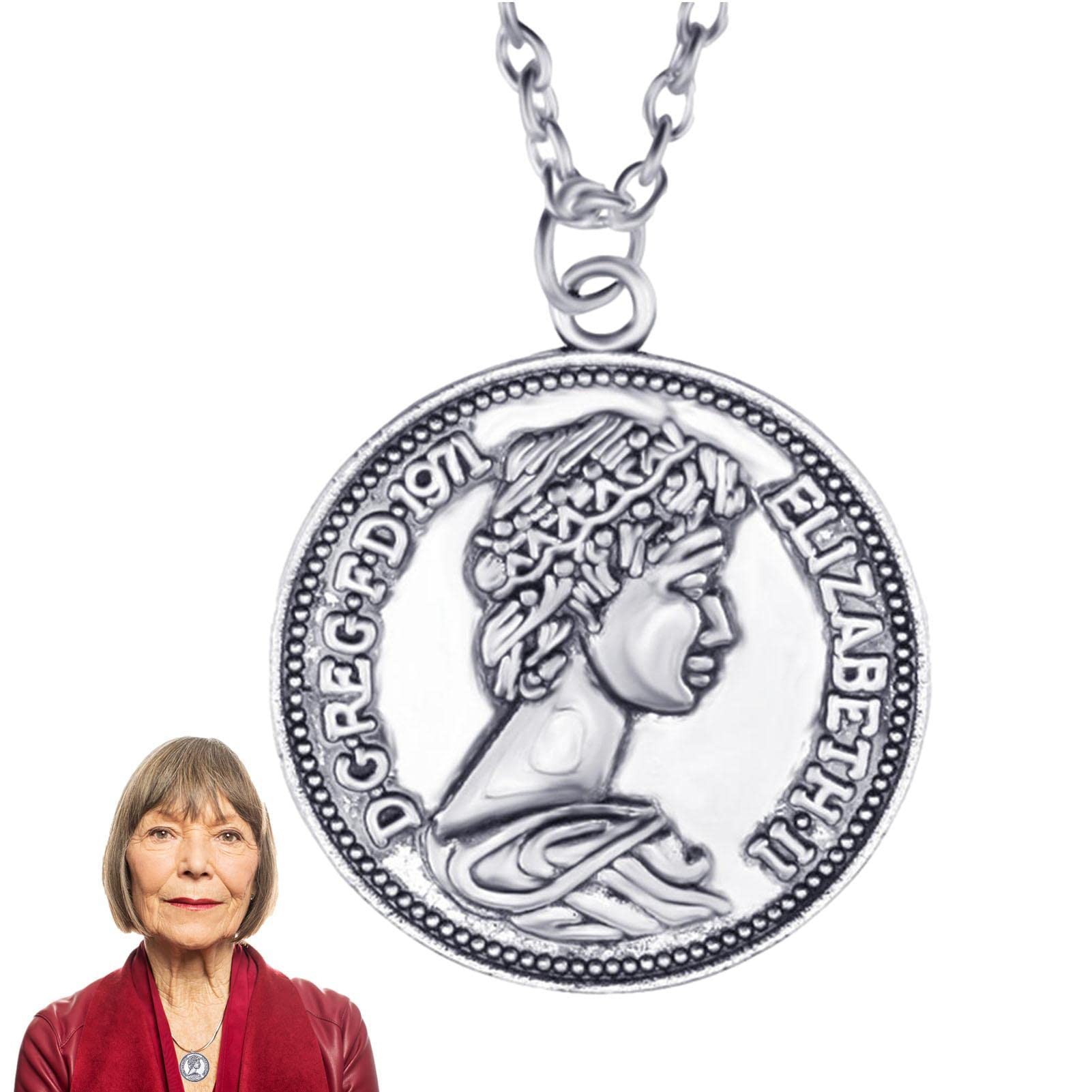 Amazon.co.jp: クイーン エリザベス コイン ネックレス | 英国女王の記念品,ラウンド ブリティッシュ クイーン エリザベス コイン  ペンダント メタル ネックレス レディース ガール Aeugo : スポーツ＆アウトドア