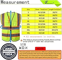 Vista 2 de Chaleco de seguridad de malla reflectante para hombres y mujeres, con 5 bolsillos y cremallera frontal, chaleco de malla de alta visibilidad Hi Vis
