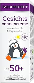 PAEDIPROTECT Gesichtssonnencreme LSF 50+ 30 ml, Sonnencreme Gesicht 50 unterstützt Kollagenbildung, Sonnenschutz parfümfrei, face sunscreen ohne Mikroplastik mildert Hautirritationen, vegan