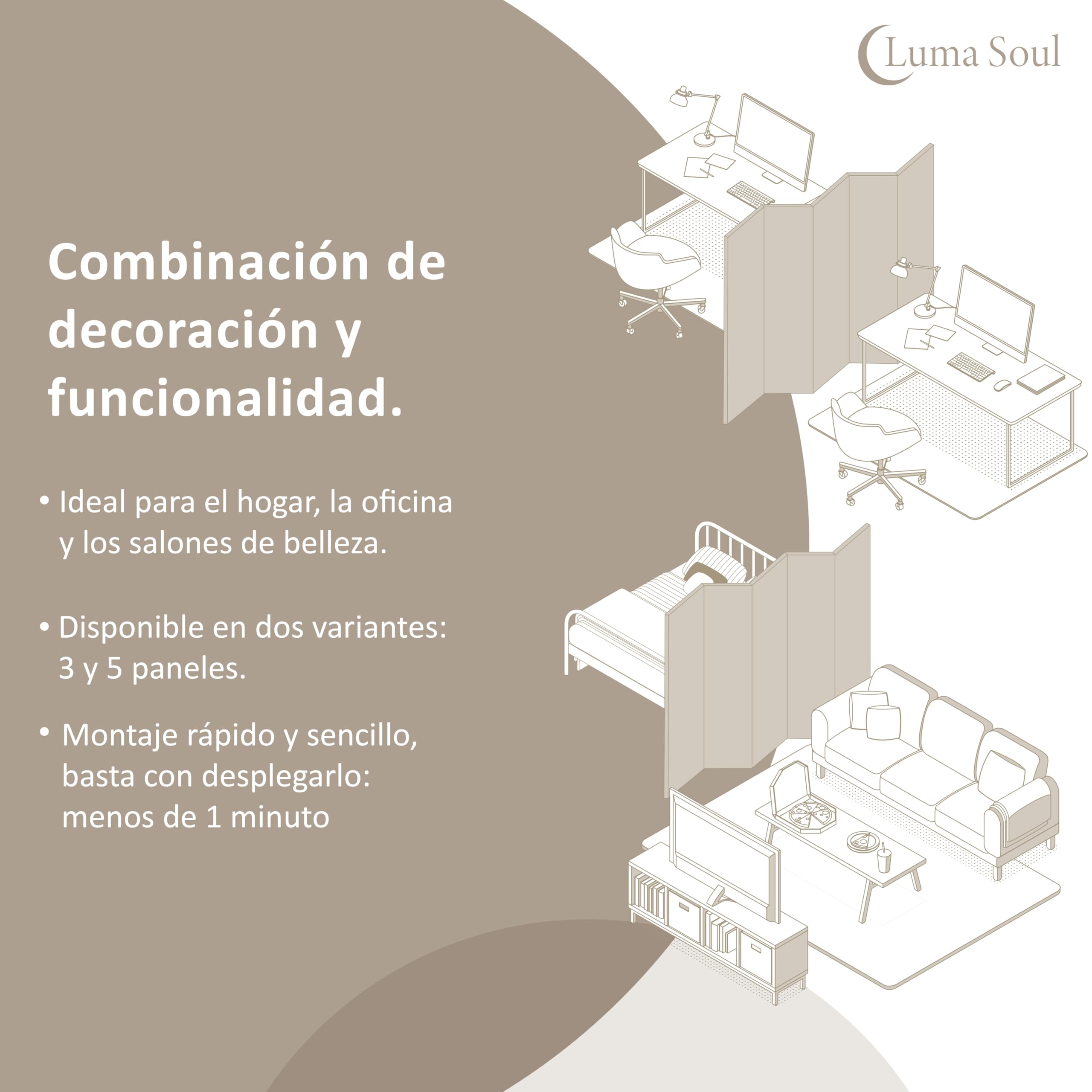 Biombo Separador de Ambientes Doble Cara - Separadores Ambientes - Naturaleza Motivo - Biombos 225 x 172 cm