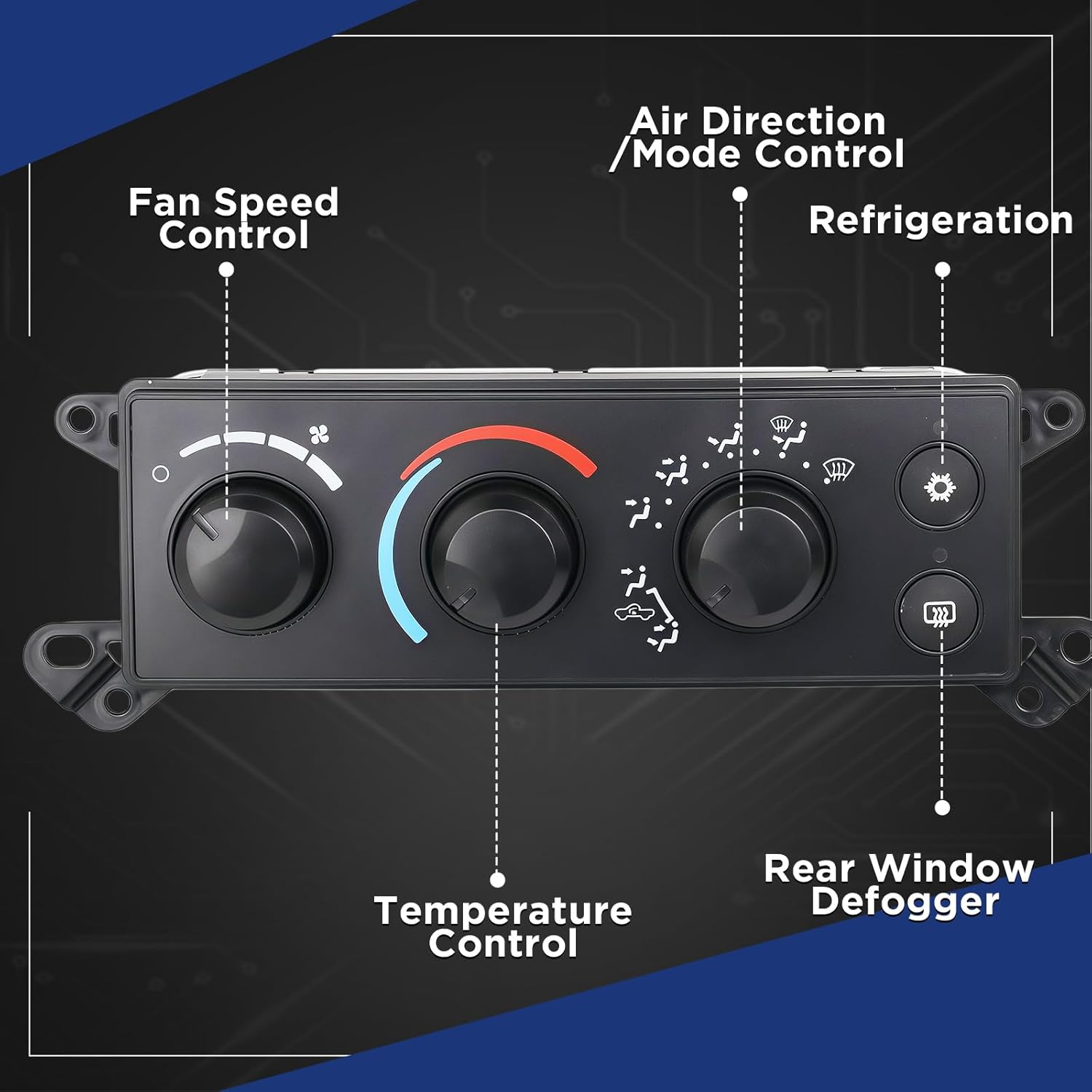AITKEN AC Heater Control Panel Climate Control Module Switch, Panel AC Heater Compatible with Dodge Ram 1500 2500 3500, Dodge Dakota, Replace# 55057079AB, 55057079AA, P55057078AB,55056569AE