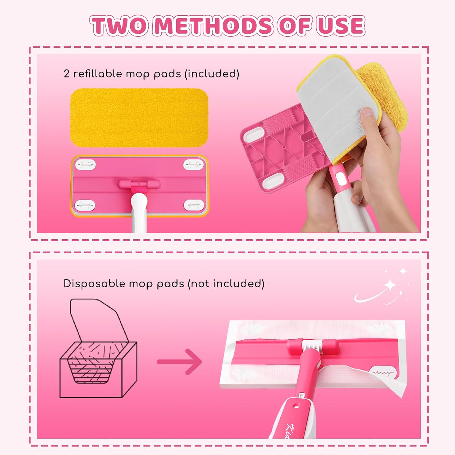 Kids Spray Mop - 30 Inch, 420ml Large Water Tank, Effective Cleaning Tool & Fun Montessori Toy, Pretend Play Housekeeping Set Toddlers Love (Magenta)