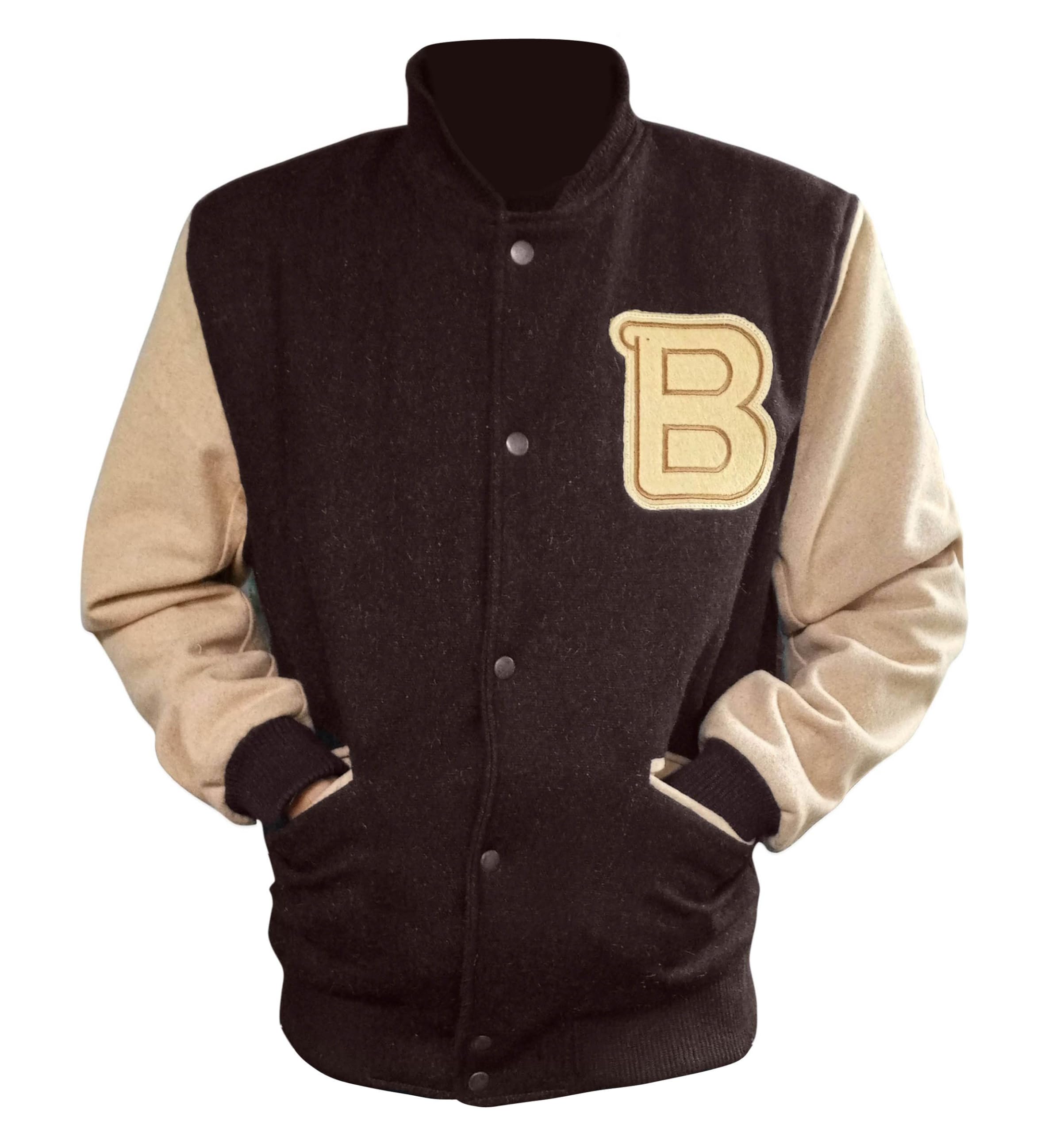 Mens Hotline Miami Varsity Letterman Brown Wool Flight Bomber Jacket