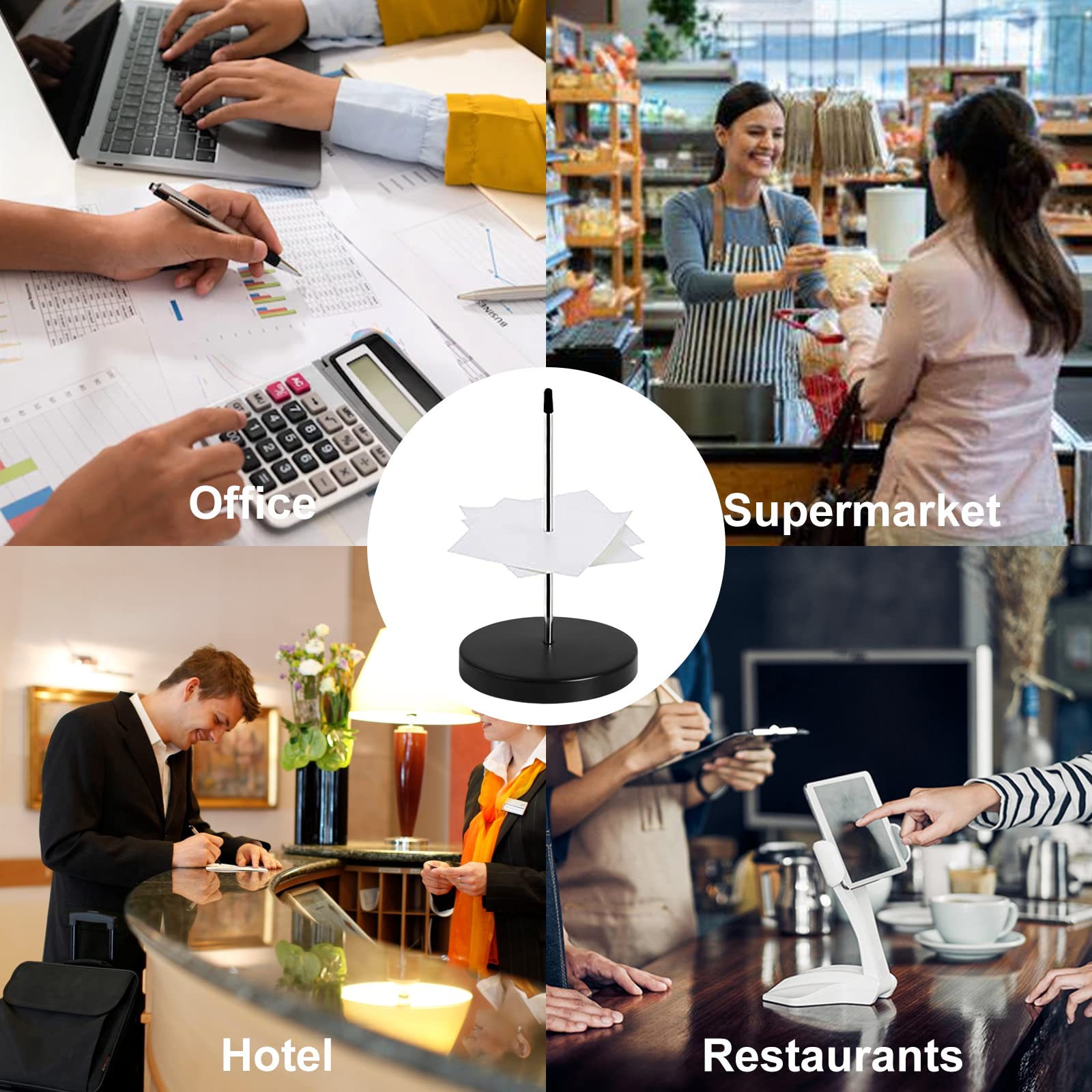 2 Porta Scontrini A Spillo Con Base Rotonda | Per Ristorante, Ufficio E Bar - Foto 2