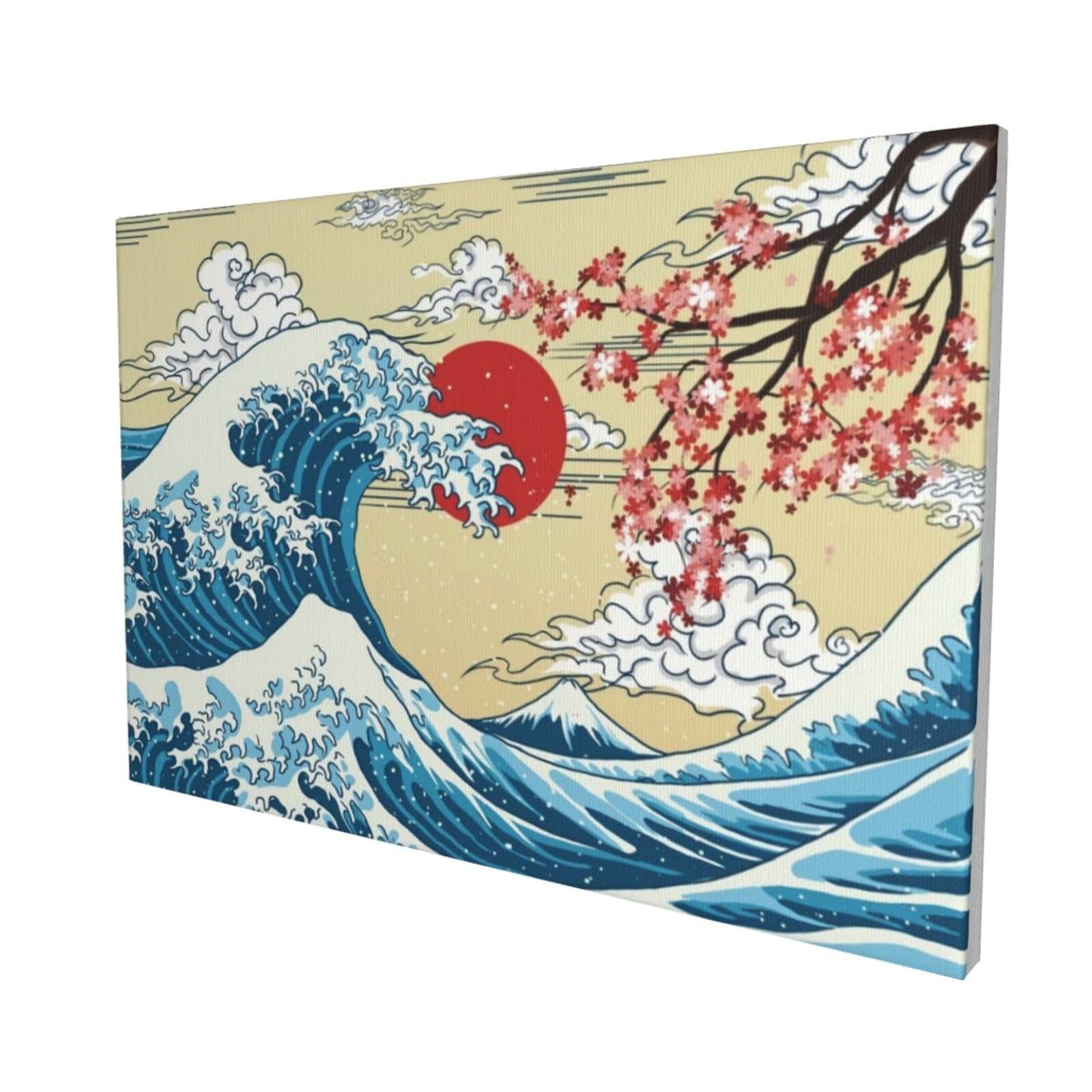 葛飾北斎 神奈川沖浪裏 モチーフ 手刺繍 波アート 和風インテリア　刺繍フレーム 葛飾北斎 神奈川沖浪裏 モチーフ 手刺繍 波アート 和風インテリア 刺繍