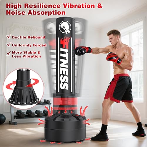 Miniatura 2 de GIKPAL Freestanding Punching Bag with Boxing Gloves, Heavy Boxing Bag with Stand for Adult, Kickboxing Bag for MMA Martial Arts Boxing Traning