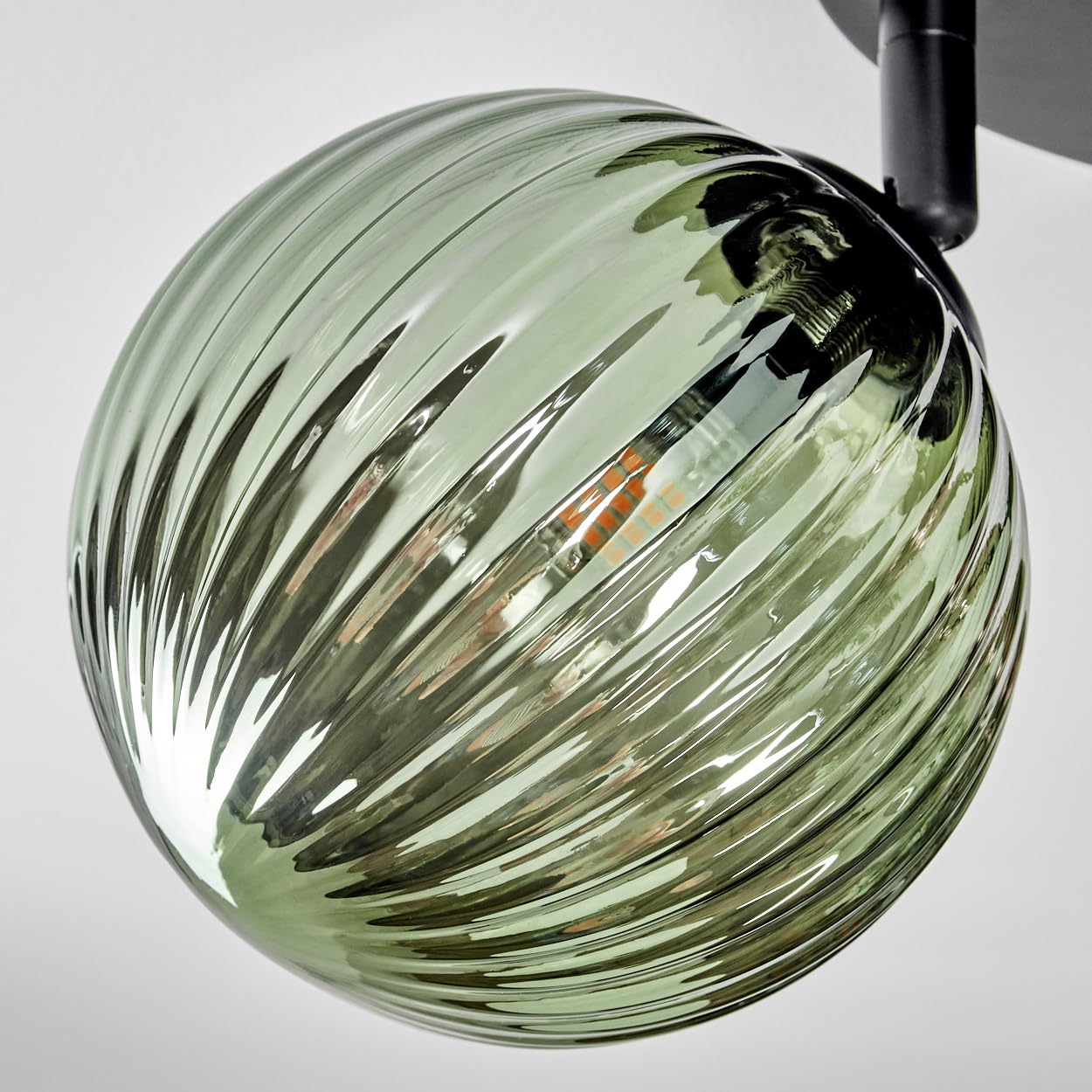 HOFSTEIN Deckenleuchte Chehalis, 3-flammige Deckenlampe aus Metall/Riffelglas in Schwarz/Blau/Grün/Kupfer, verstellbare Leuchte Retro-Design (Schirme Ø 15 cm), G9, Esszimmer, Wohnzimmer, Schlafzimmer