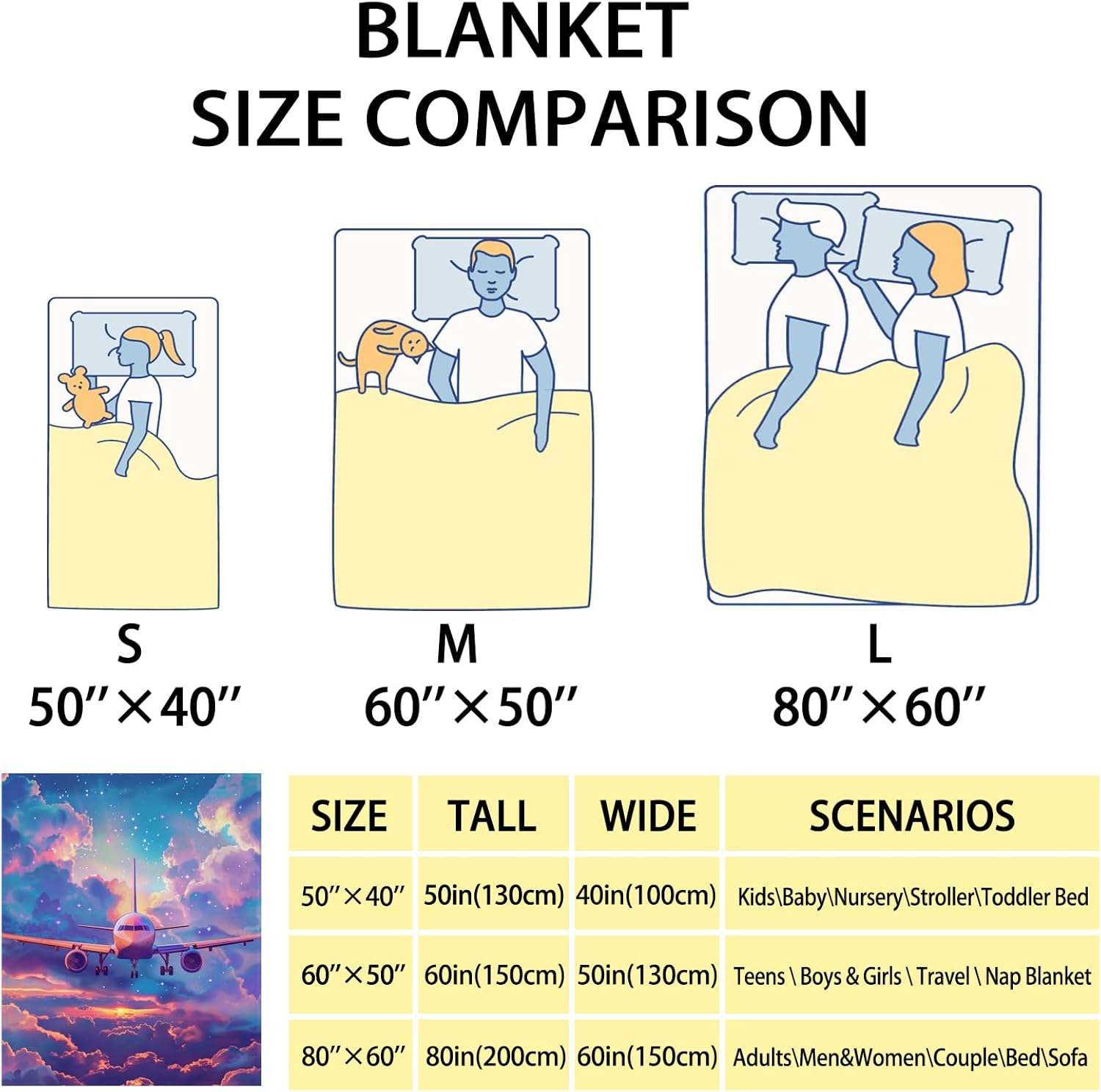 Airplane Blanket, Pink and Blue Cloud Plane Throw Blankets for Girls Kids, Aviation Gifts for Aviation Lovers, Airplane Gifts for Pilots Women, Soft Warm Fuzzy Flannel Blankets 60"x50"