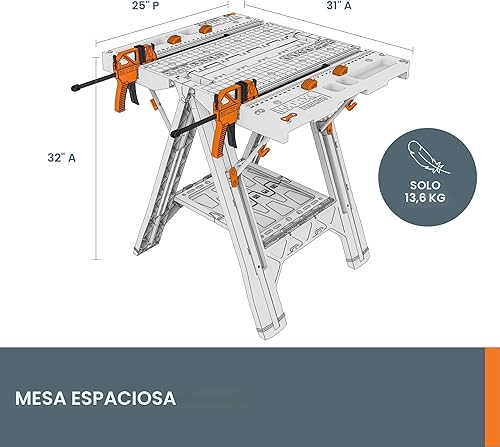 Miniatura 4 de WORX Pegasus mesa de trabajo multifunción y Sawhorse con abrazaderas rápidas y tenazas de sujeción - WX051