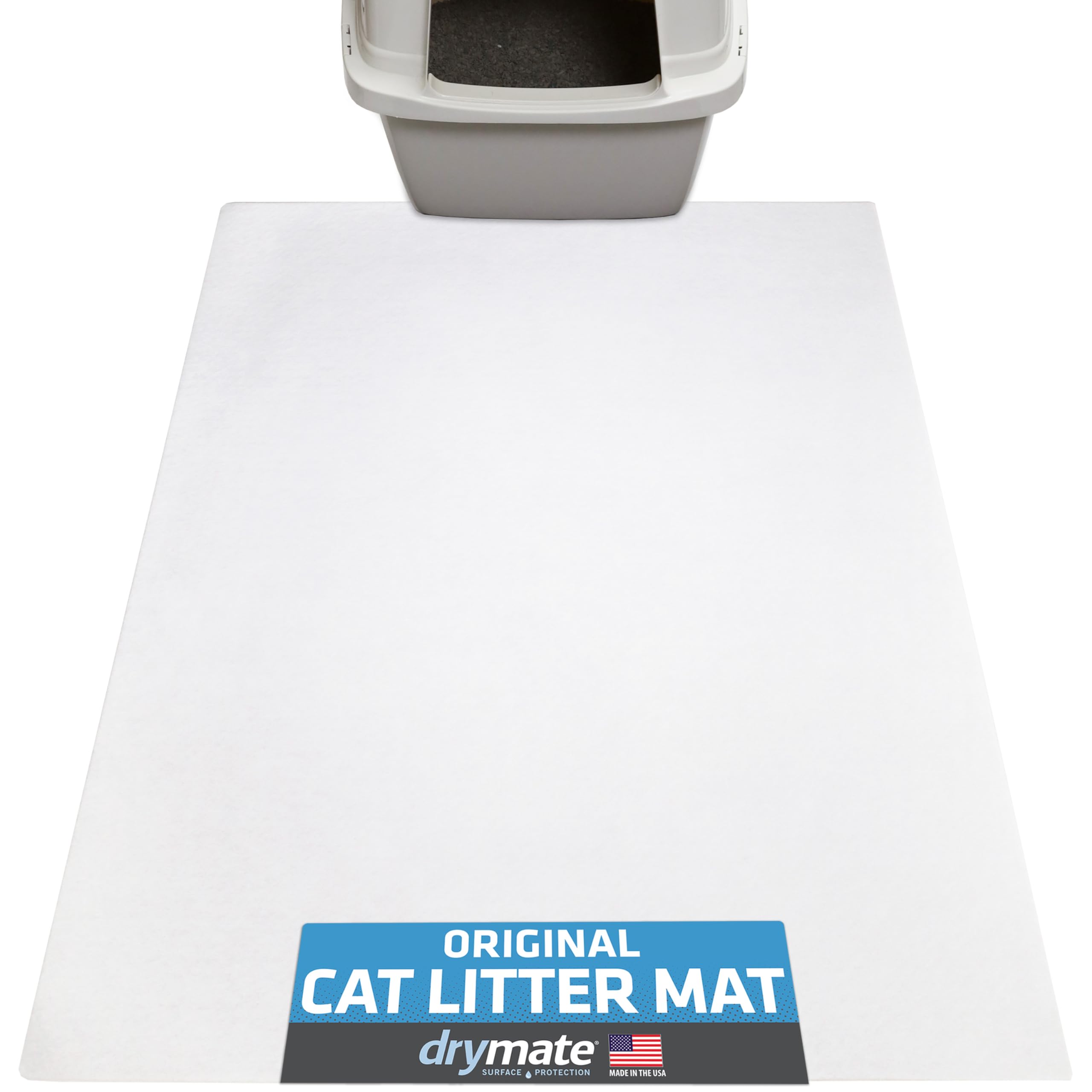 Drymate White Original Cat Litter Mat, Contains Mess From Box, Protects Floors, Urine-Proof, Machine Washable, Soft On Kitty Paws, Absorbent, Waterproof (Usa Made, Recycled Content) (28”X36”)(White) Size 28