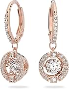 Swarovski Una Pierced Drop Earrings with Dancing Crystal and Matching Pavé on a Rose-Gold Tone Finish Setting, Part of the Swarovski Una Collection