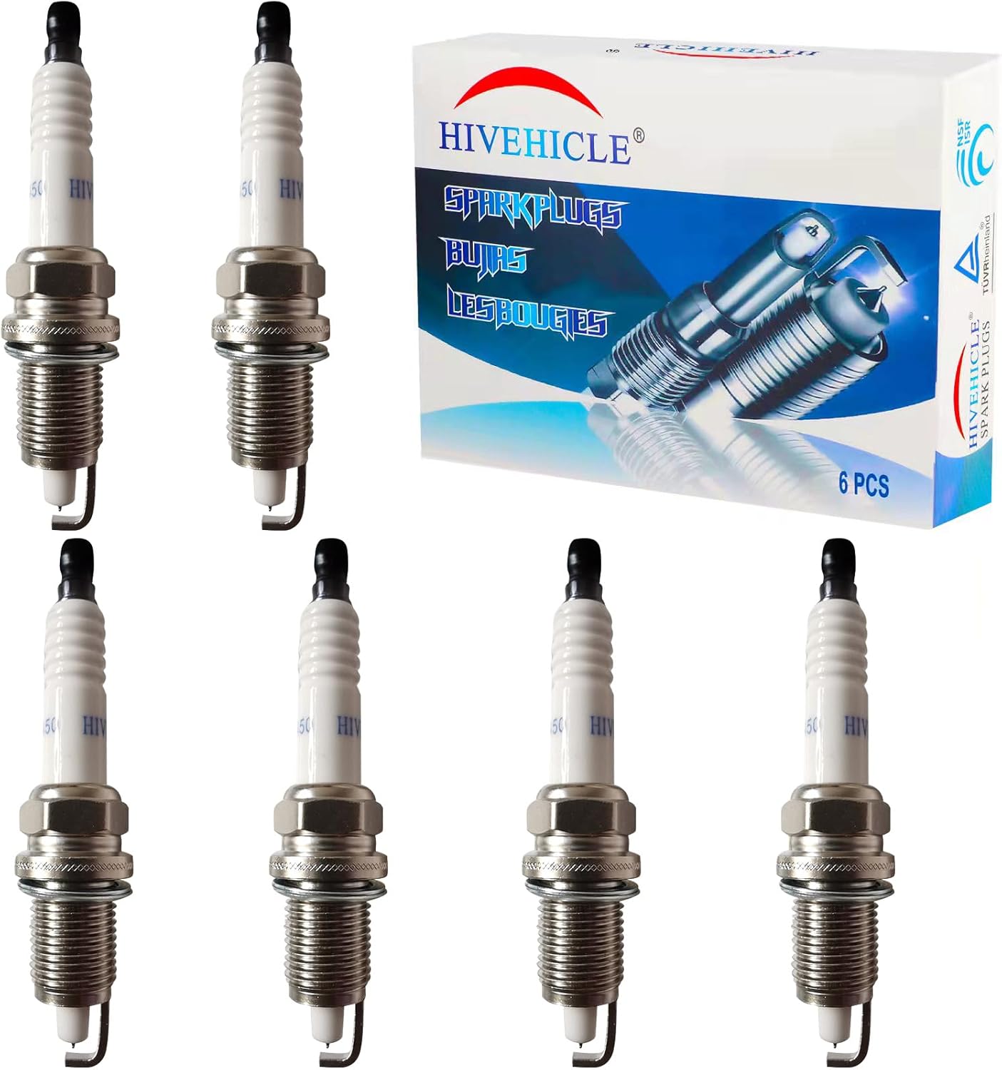 V7450 Laser Iridium Spark Plugs - Automotive Replacement Spark Plugs,OE Replace XP985 ZFR5LP-13G 7781,6 Pack