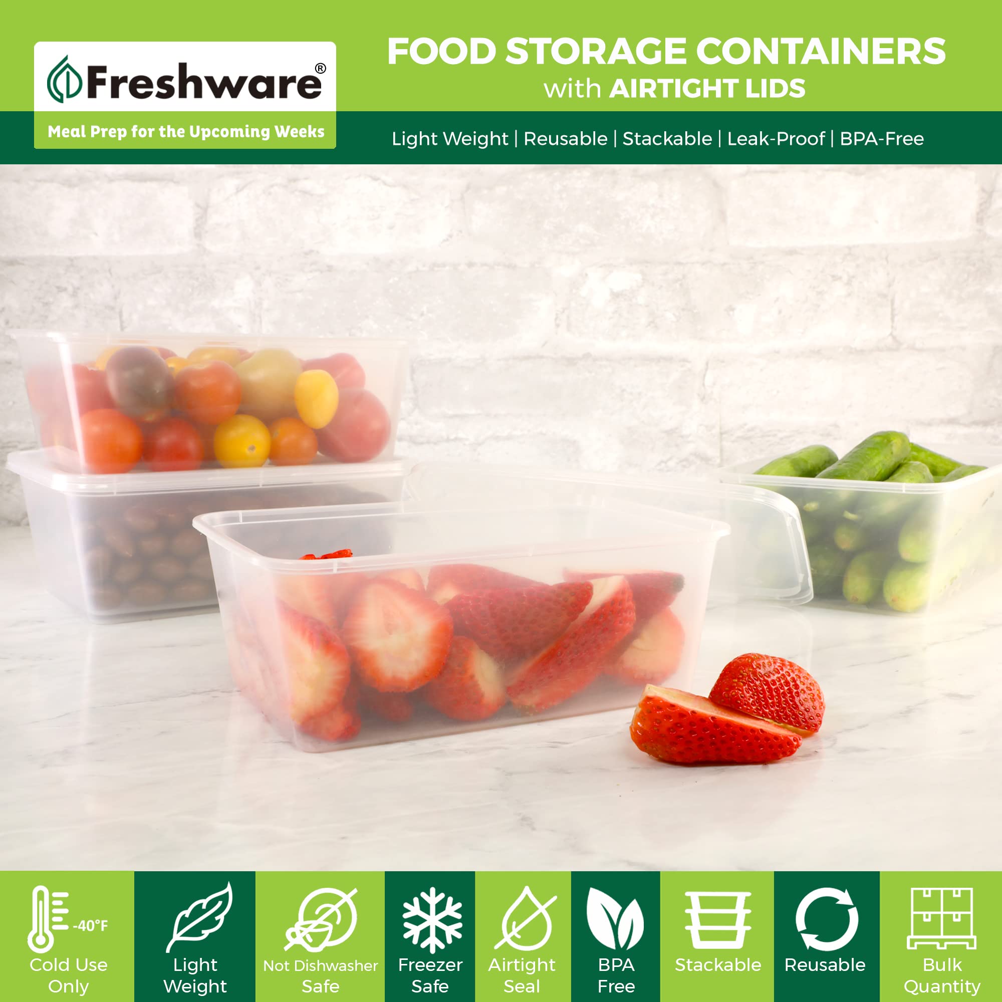 Snapklik.com : Freshware 45 Pack, 25 Oz Plastic Deli Food Storage Soup ...
