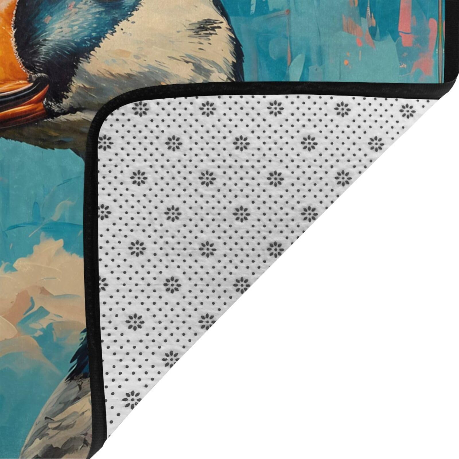 Tapis bleu canard aquarelle pour salon et chambre à coucher, 12,7 x 17,2 cm, doux, lavable, antidérapant, tapis de sol d'intérieur, décoration esthétique de chambre à coucher