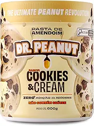 Dr. Peanut Pasta de Amendoim c/Whey Protein - Sabor Cookies & Cream, Pote 600g