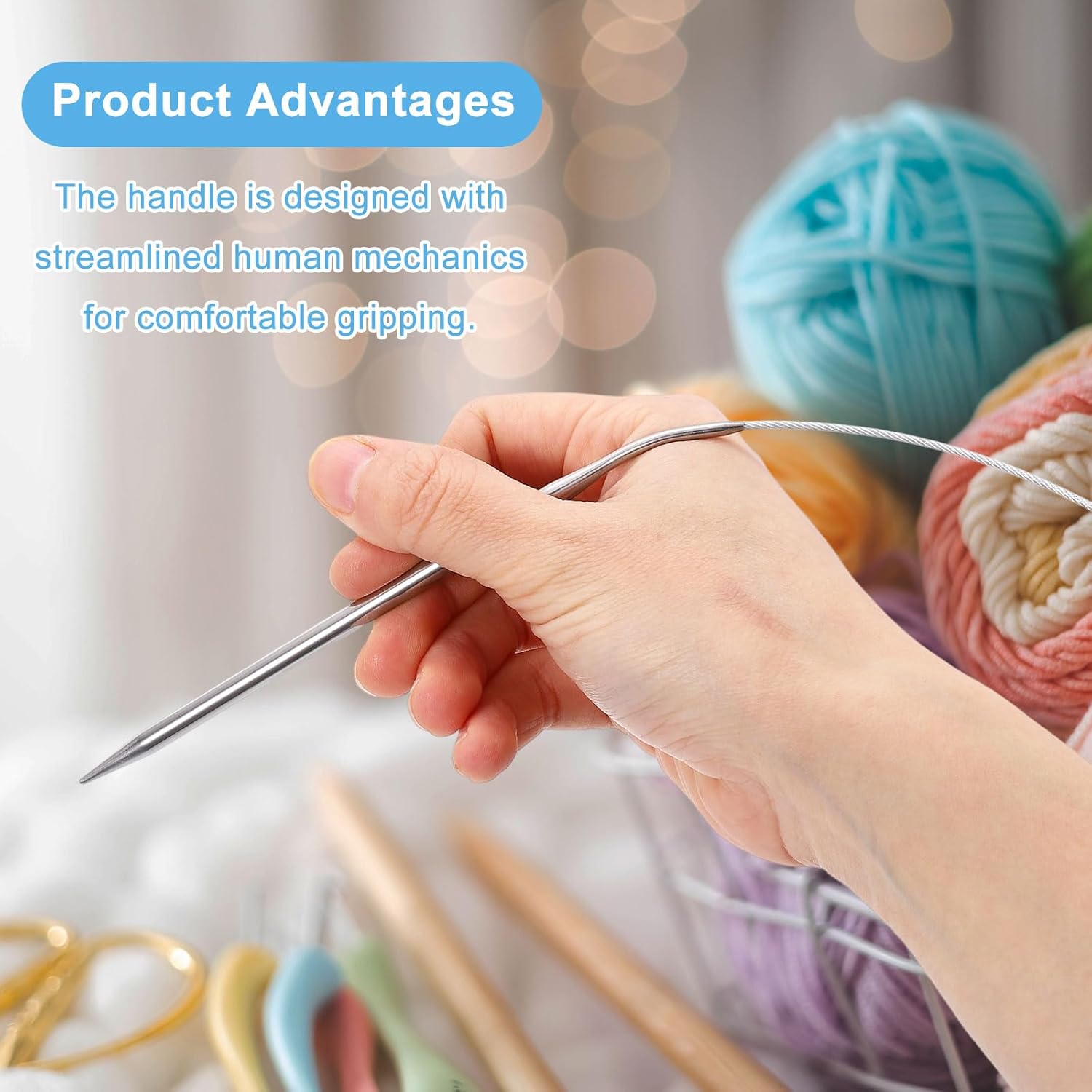 HARFINGTON Knitting Needles Size US 2.5(3mm) Circular Needle 24 Inch(60cm) Round Metal Stainless Steel for Handmade Projects DIY Knitting - Image 4