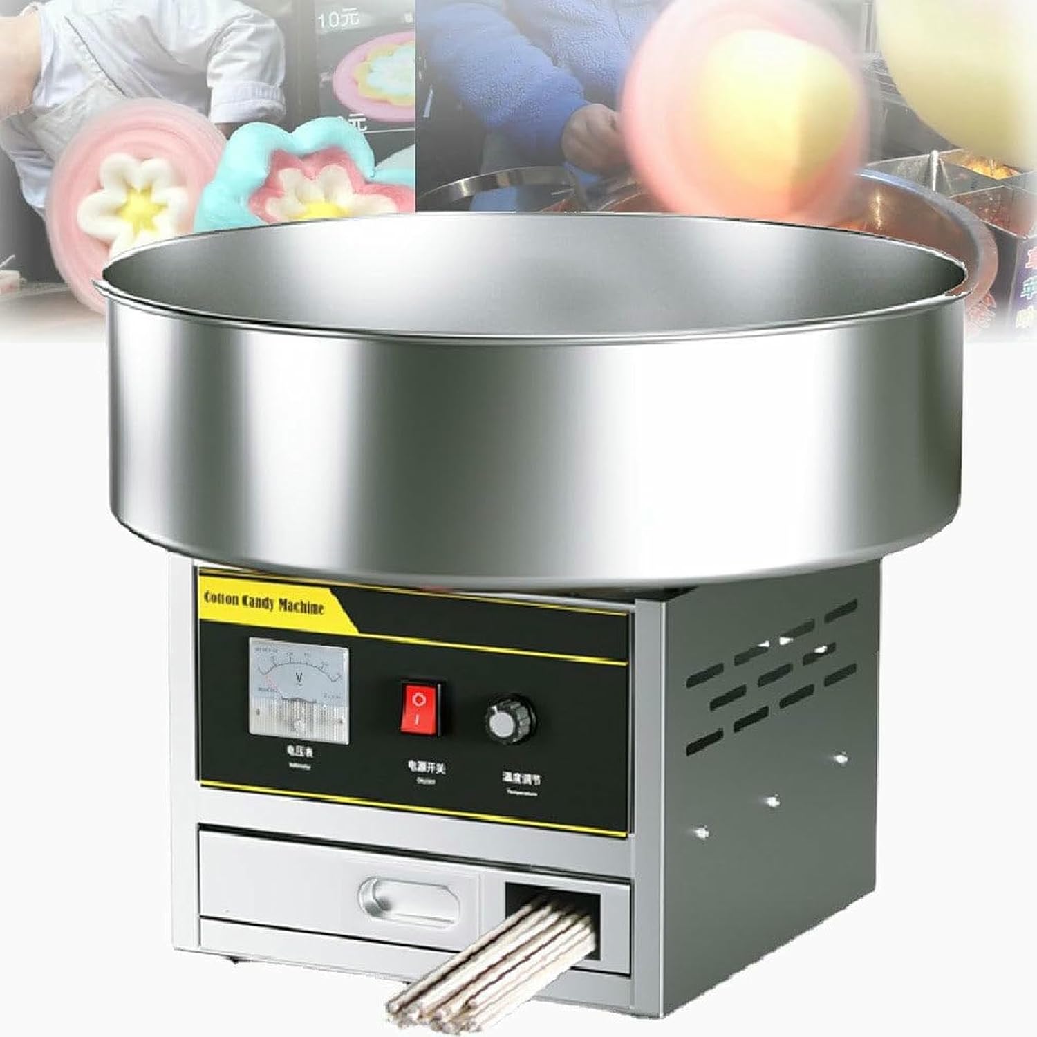 Professional Commercial Sugar Cotton Machine, with Stainless Steel Tray, Electrical Machine to Make Sugar Cotton for Birthday Parties ~/