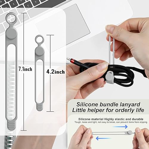 Miniatura 2 de Nearockle Sujetacables Organizador de Cables y Cordones de Silicona para Gestión de Cables, 16 Piezas de 4.2" y 7.1" Organizador de Cables