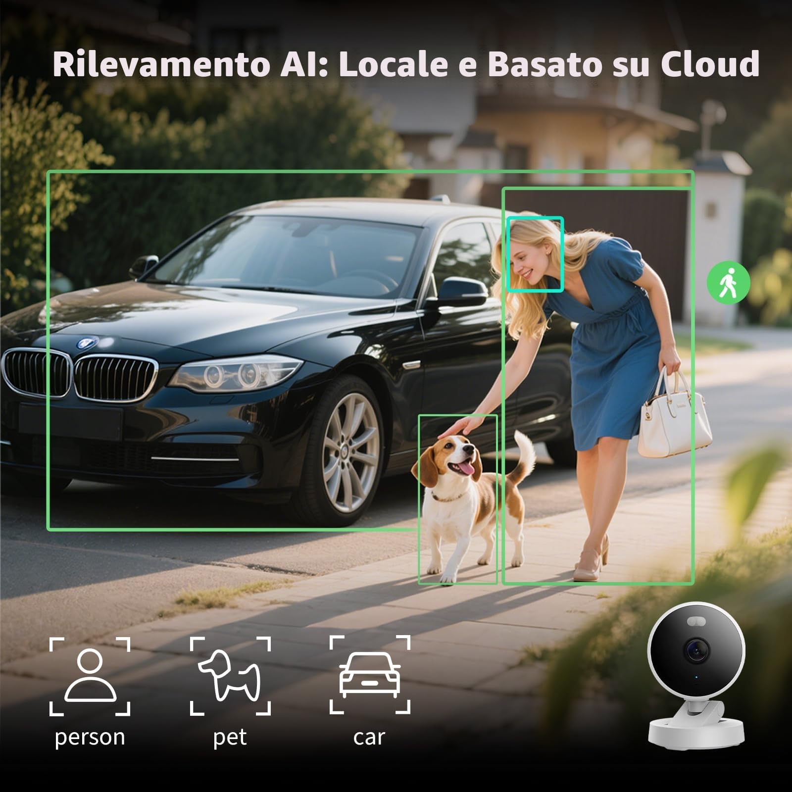 Aqara G100, Telecamera di Sicurezza 2K per Interni/Esterni, HomeKit Secure Video, Audio Bidirezionale, Visione Notturna a Colori, Rilevamento AI, Wi-Fi 6, Supporta HomeKit, Alexa, Google e IFTTT, Nera